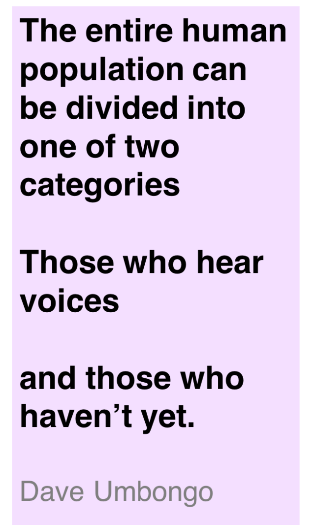 those who hear voices and those who havent yet